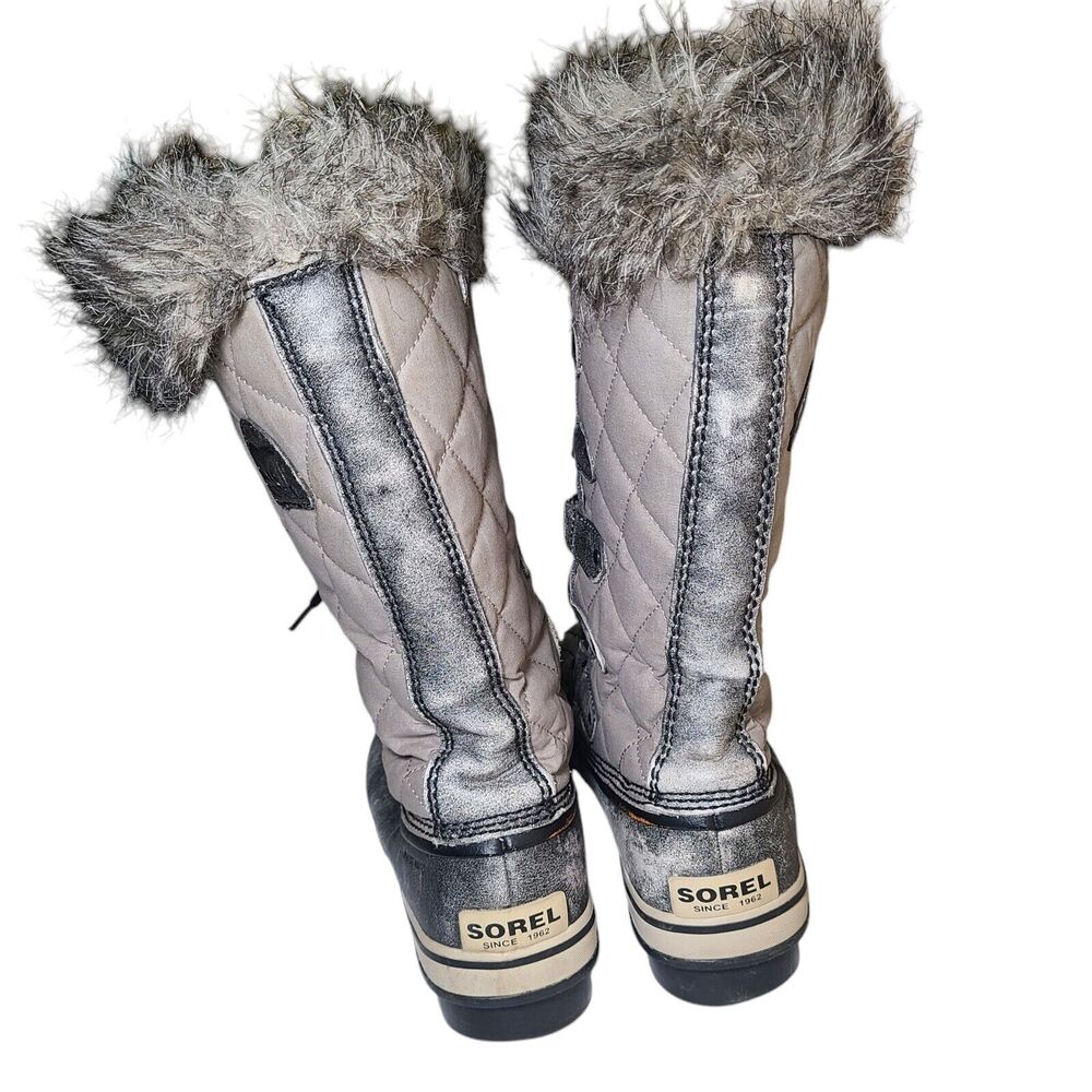 Sorel Tofino Disressed Gray Lace Up Waterproof Winter Snow Boots Women's Size 7 - Picture 3 of 16